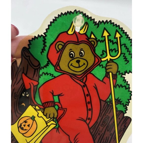 Vtg Halloween Suction Cup Window Decorations Witch Cat Die Cut Plastic Lot of 6 - Picture 10 of 16